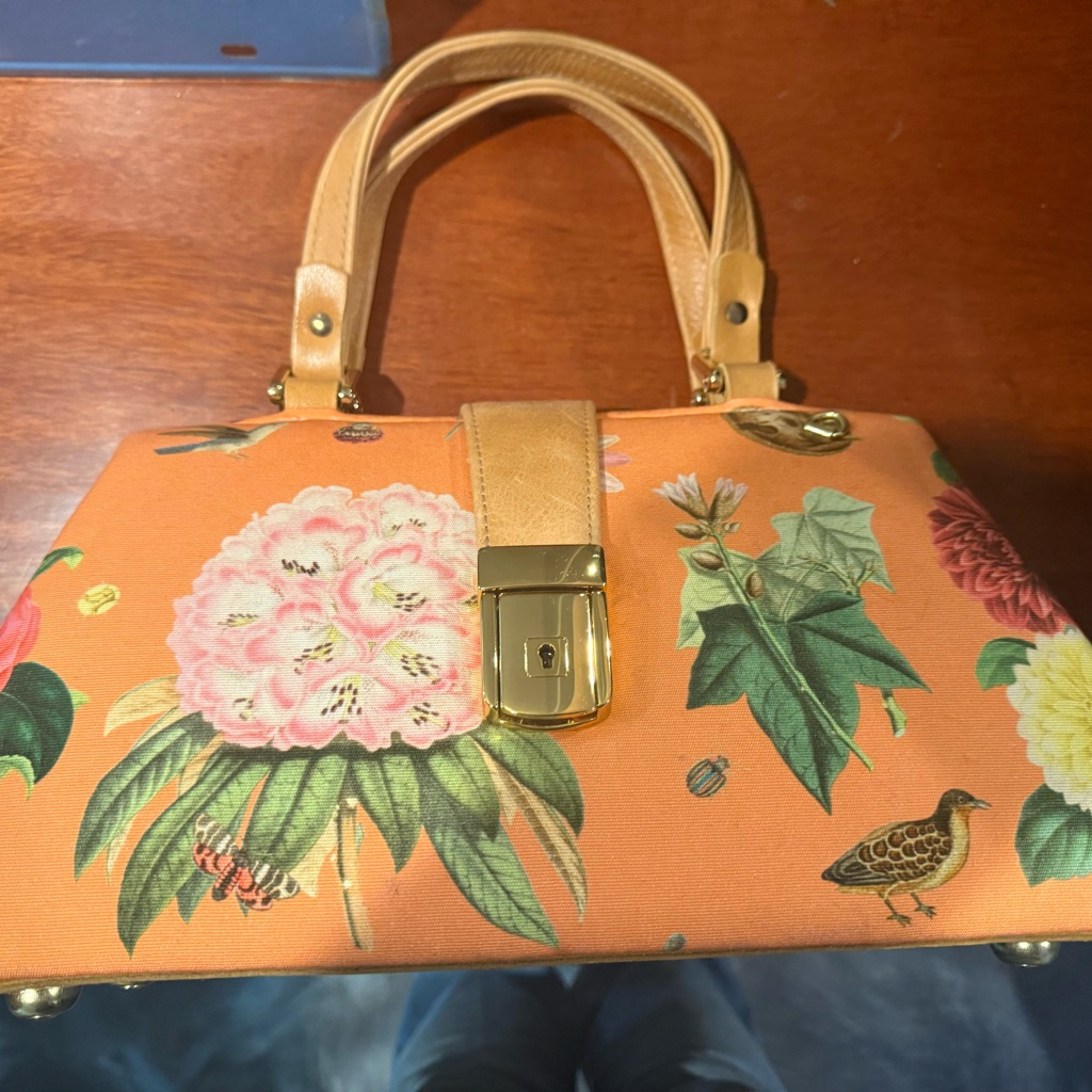 Floral Print Satchel In Orange By [Brand]